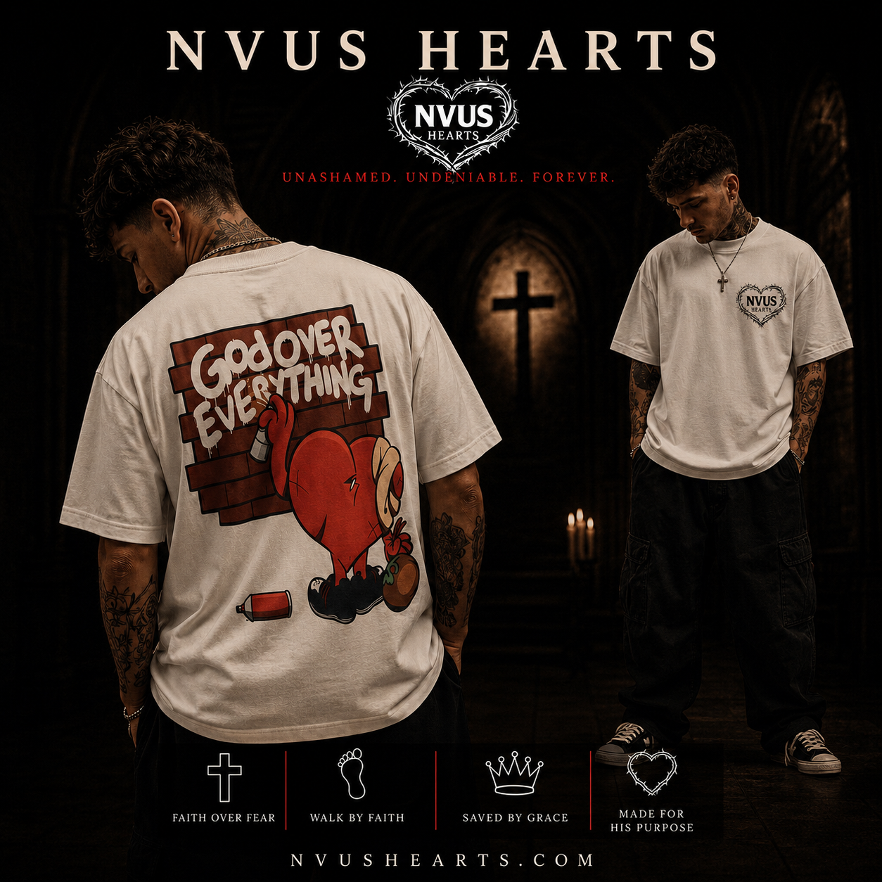 God Over Everything — NVUS Hearts cathedral two-model campaign